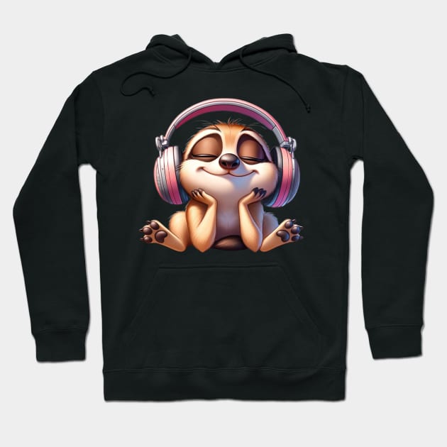 Blissful Meerkat DJ – Grooving to the Beat of Chill Vibes Tee Hoodie by vk09design